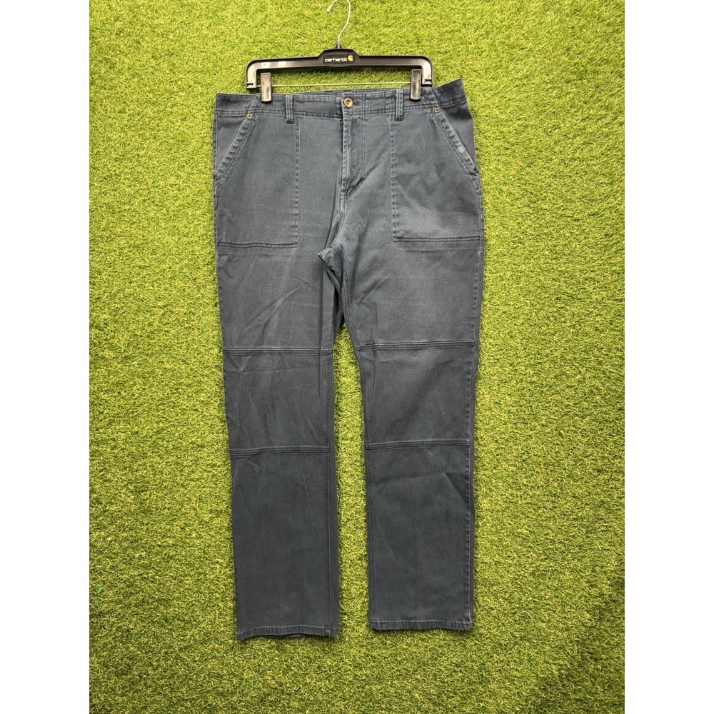 FRYE Double Knee Pants Mens 36x32 Mid-Rise Khaki Canvas Straight Leg Workwear